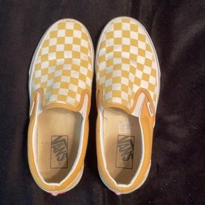 Vans yellow checkered slip on!